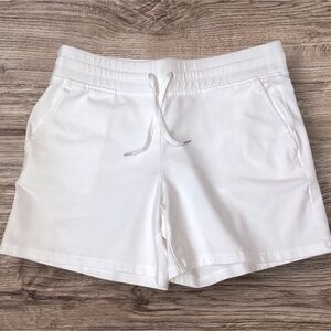 Lauren Ralph Lauren White Soft Terry Cotton Drawstring 5” Shorts, Medium‎